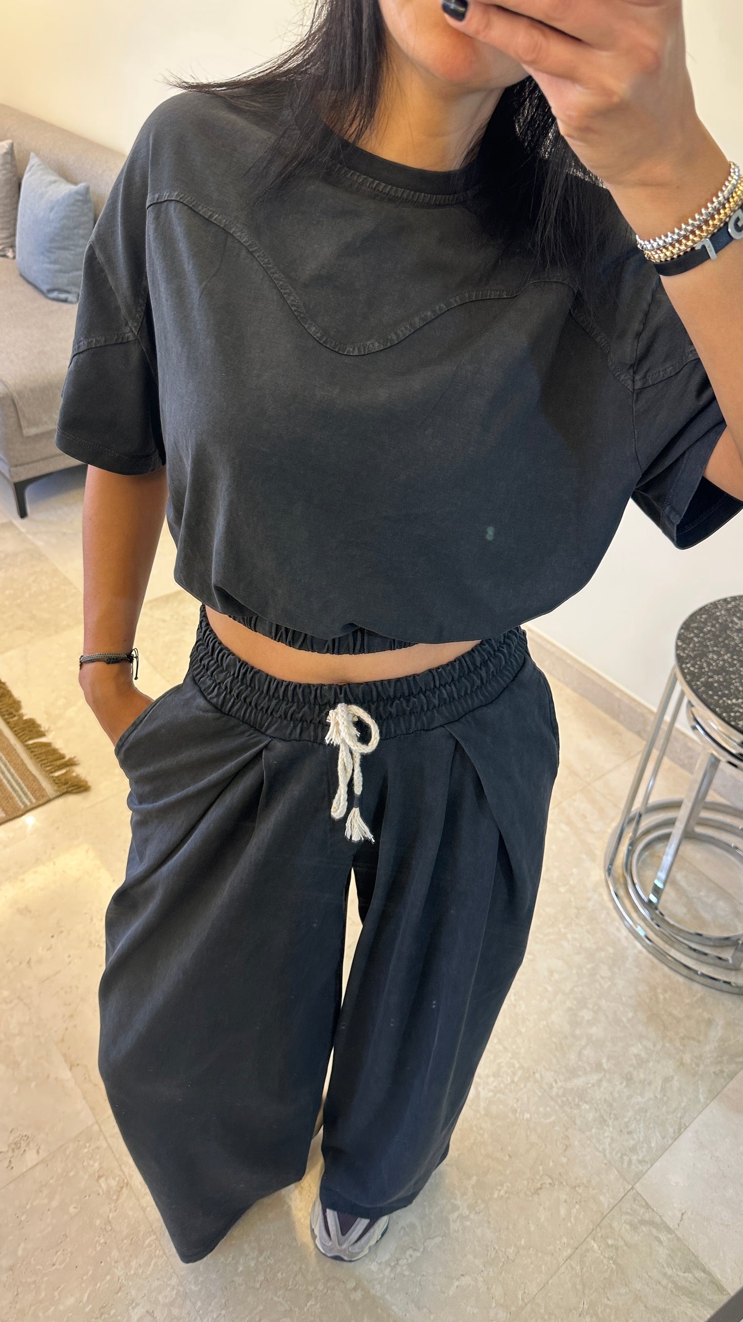 Premium 100% Cotton Co-ord Set -Dark Grey -