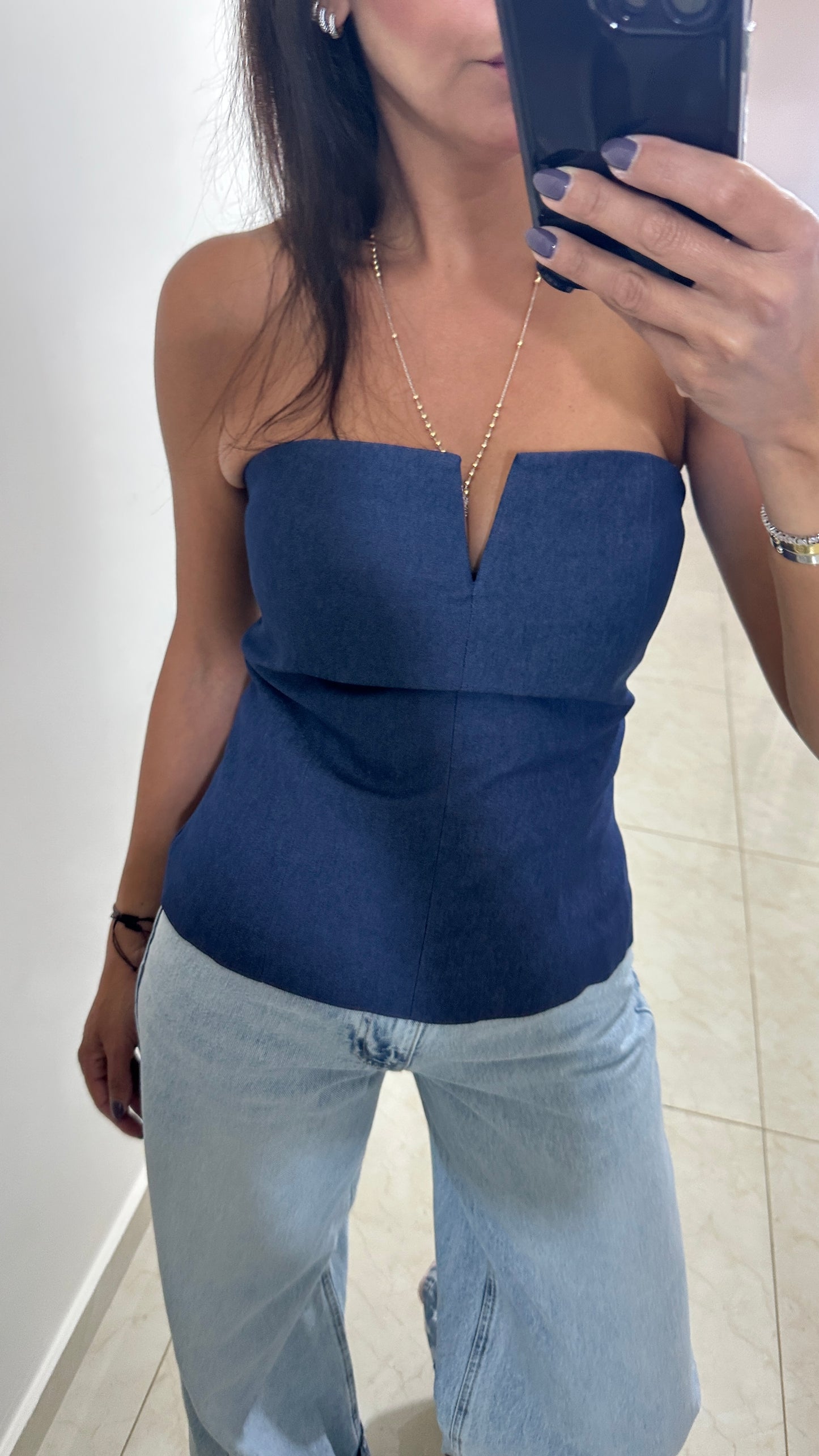 Navy Blue Corset - With Zipper