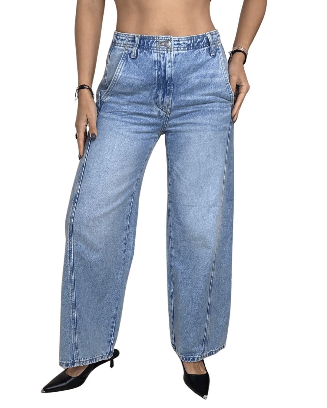 Straight-Cut High Waist Denim Jeans