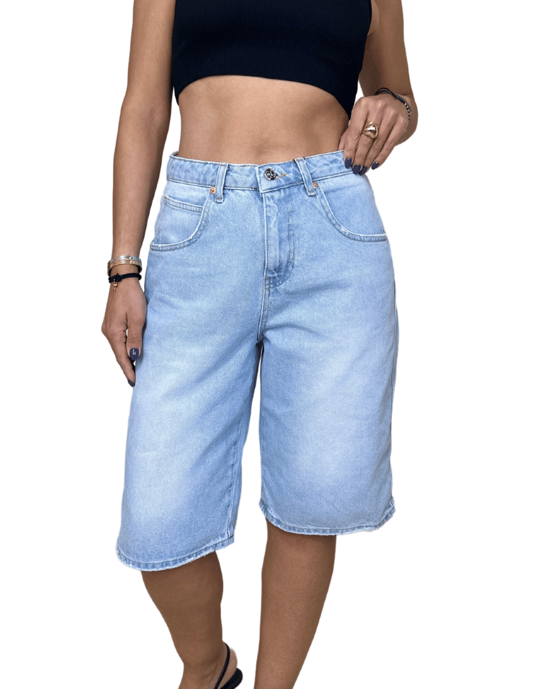 Light-Wash Bermuda Shorts – Denim