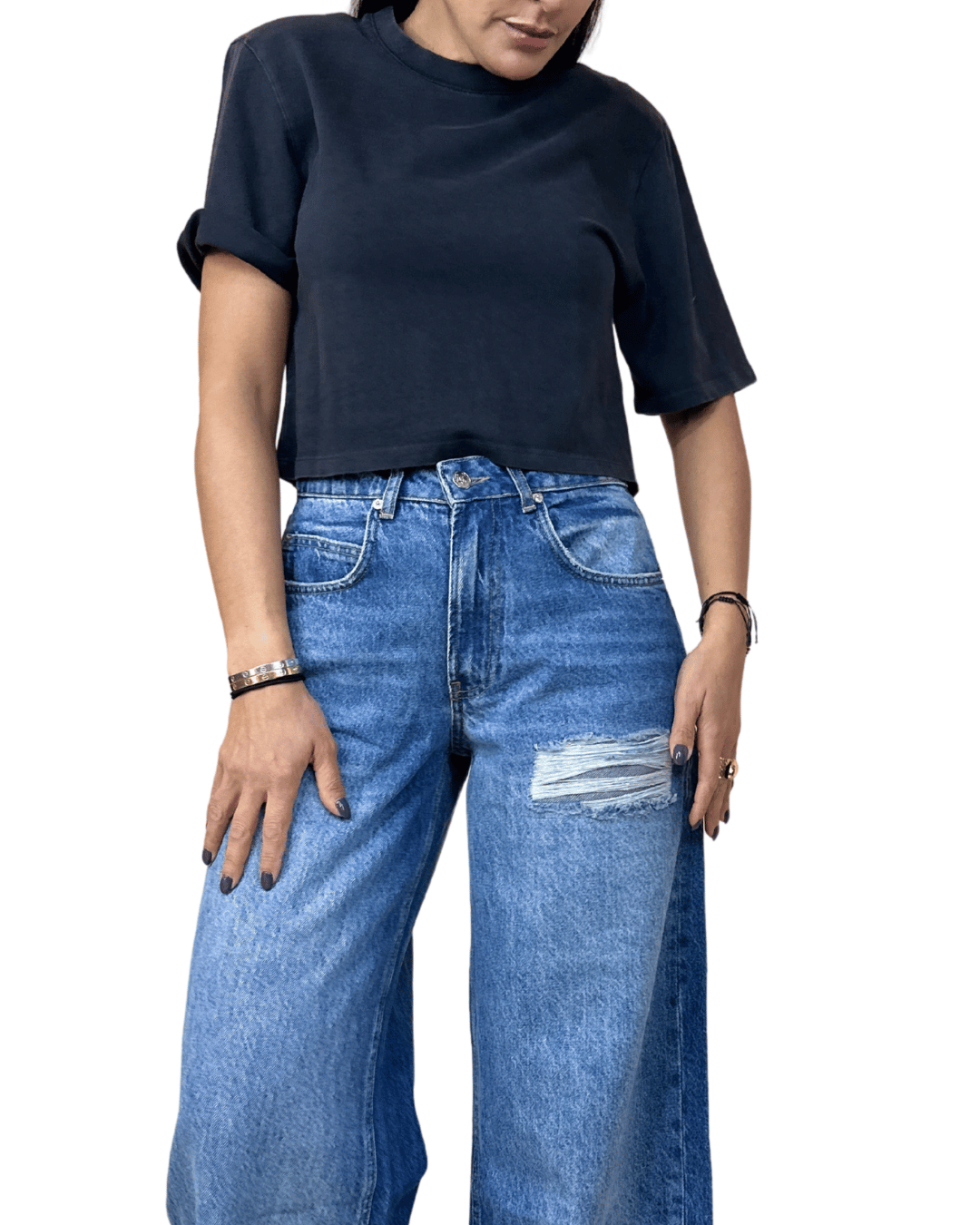 Washed Grey Crop Tee