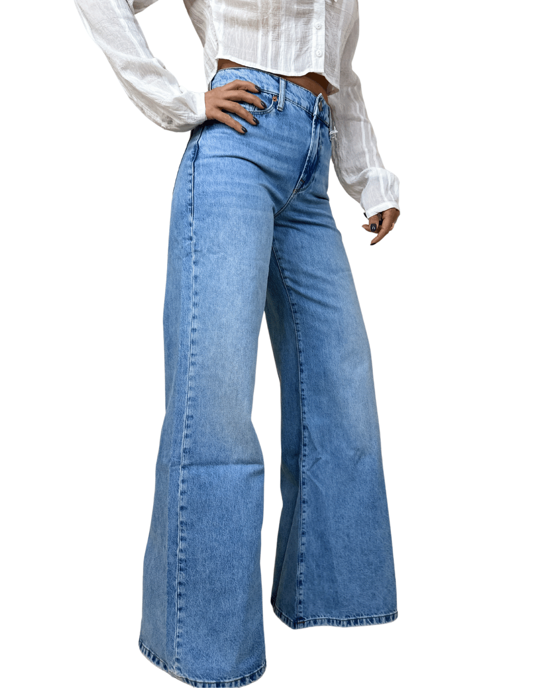 Palazzo Denim Jeans – Light Wash