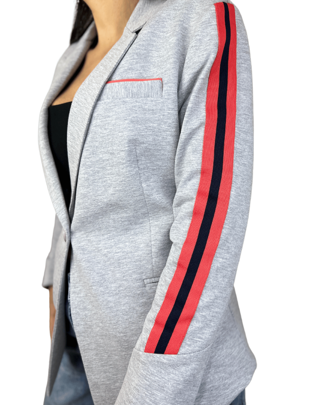 Sporty Stripe Blazer – Grey