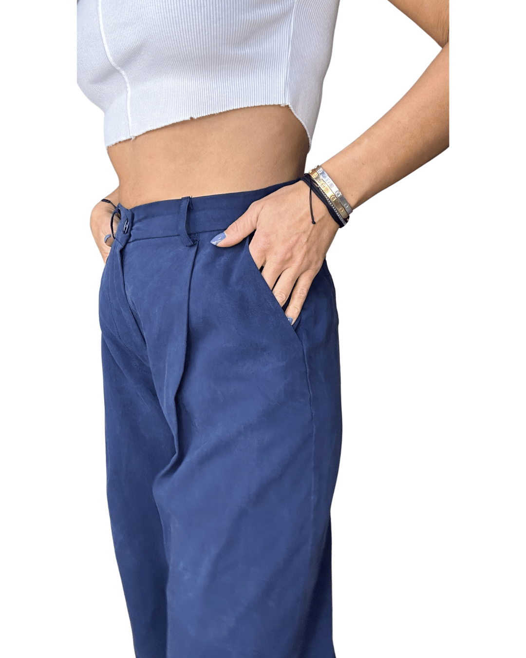 Navy Pleated Pants