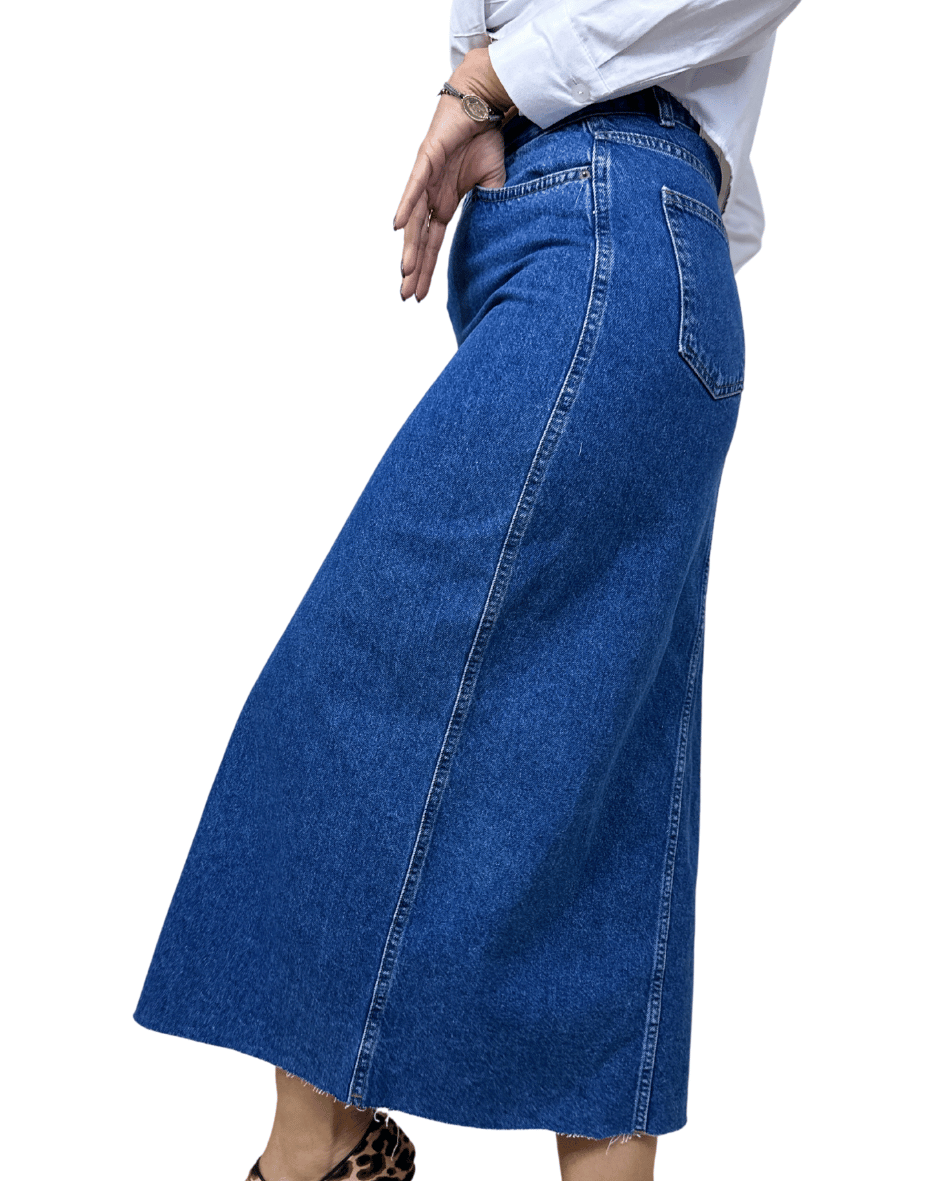 Front-Slit Denim Skirt