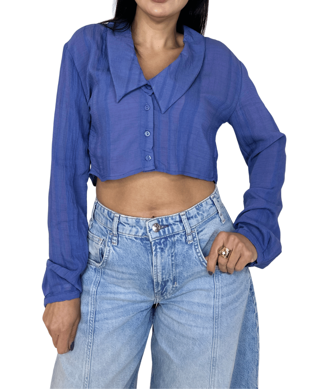 Textured Crop Shirt