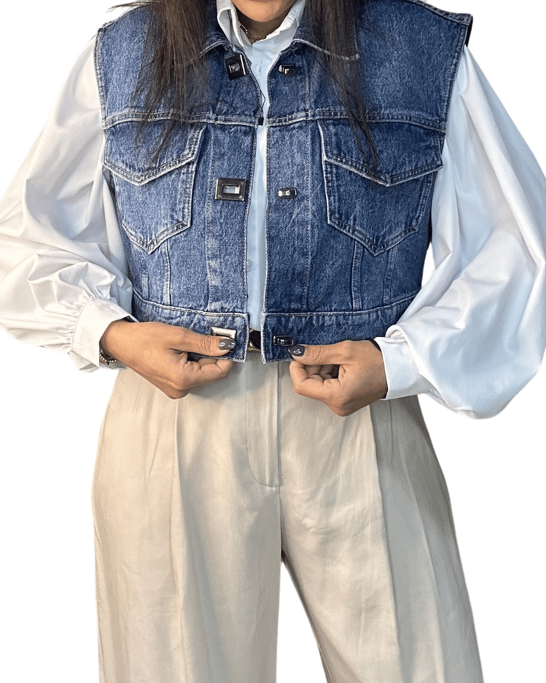 Cropped Denim Vest