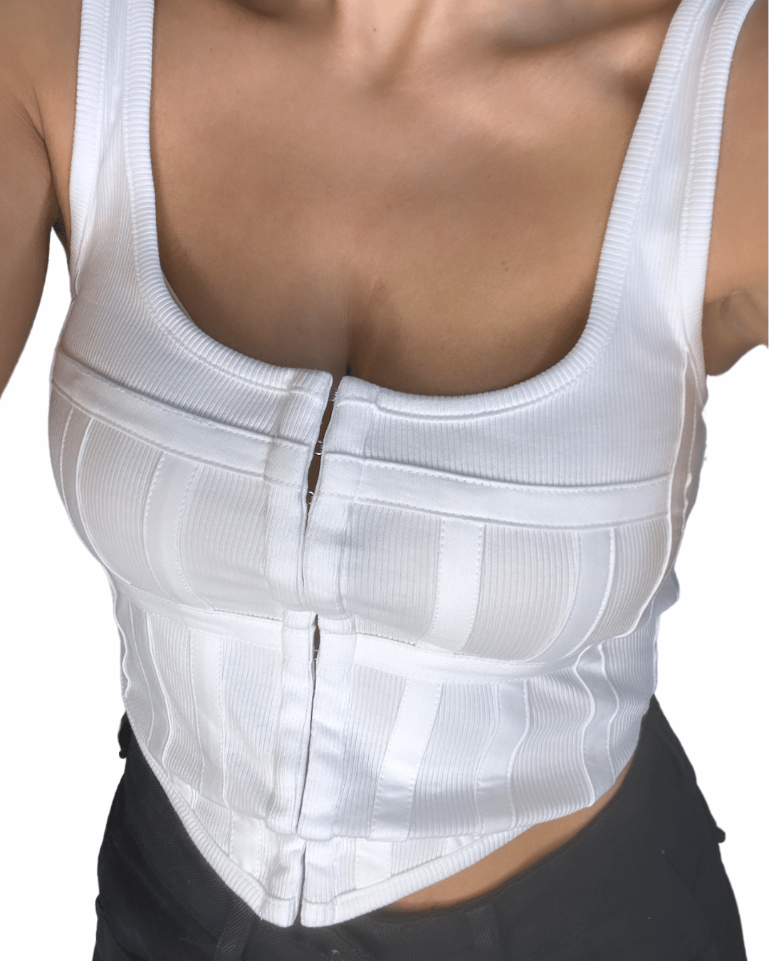 White Structured Crop Top