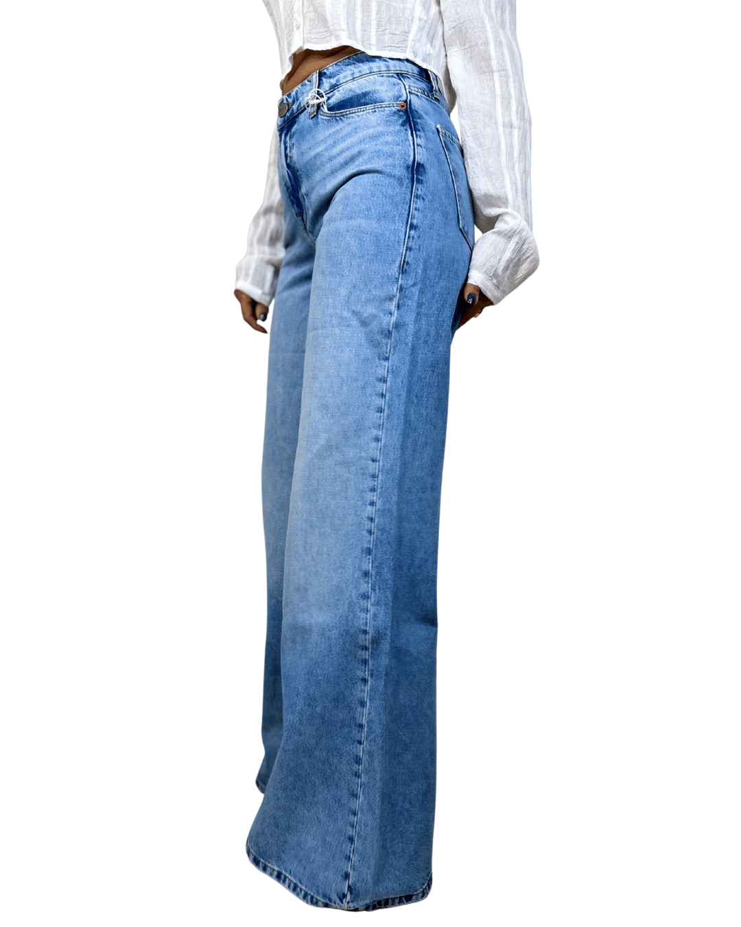 Palazzo Denim Jeans – Light Wash