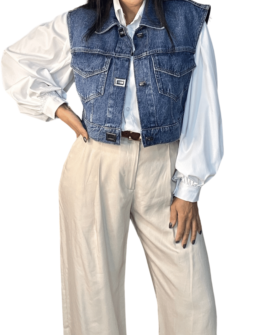 Cropped Denim Vest