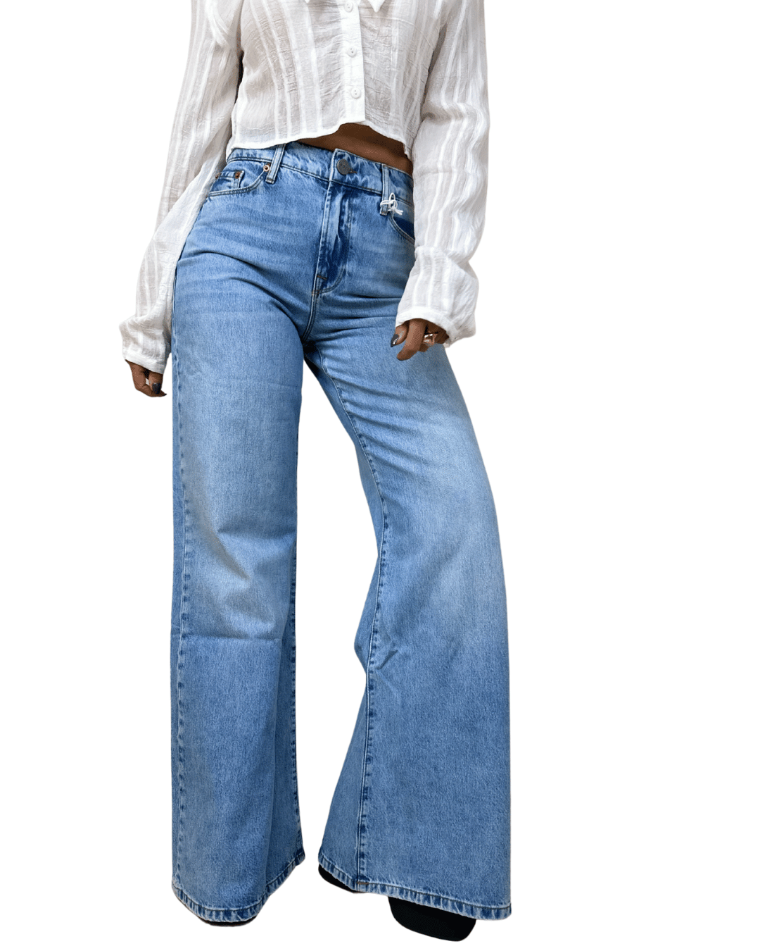 Palazzo Denim Jeans – Light Wash