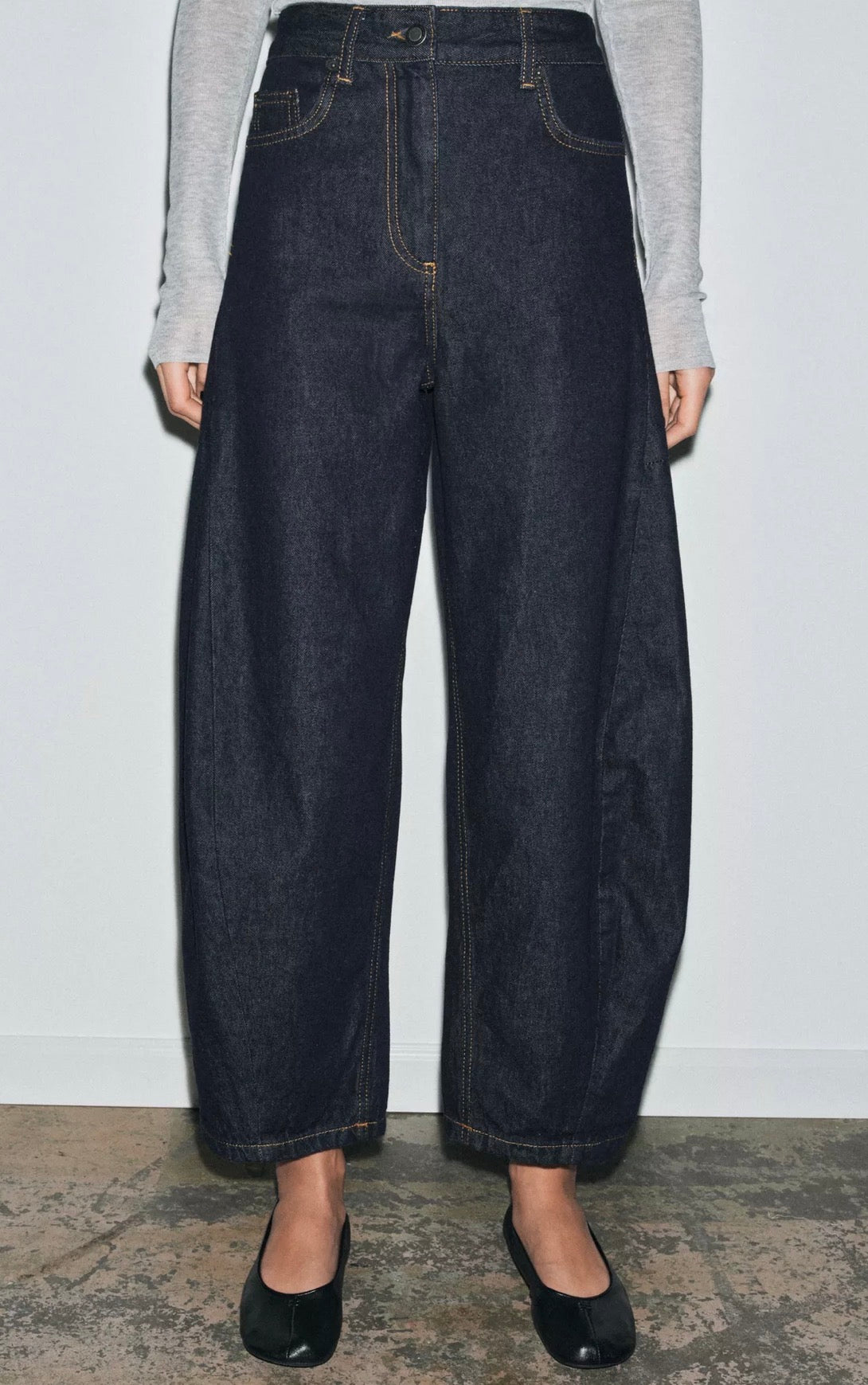 The Retro Acid Barrel Jeans - Dark Blue -