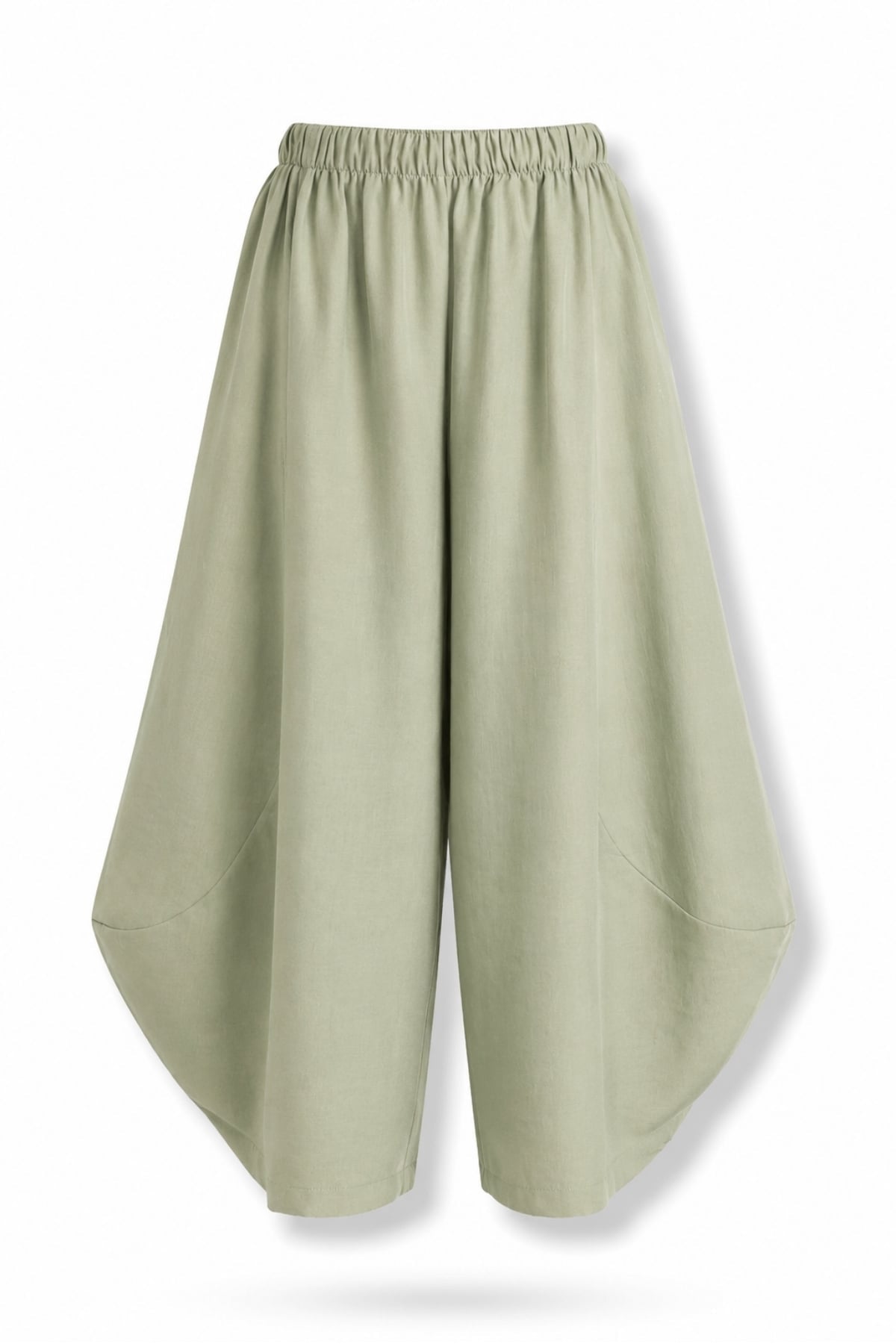 Olive Sage Curved-Silhouette Pants