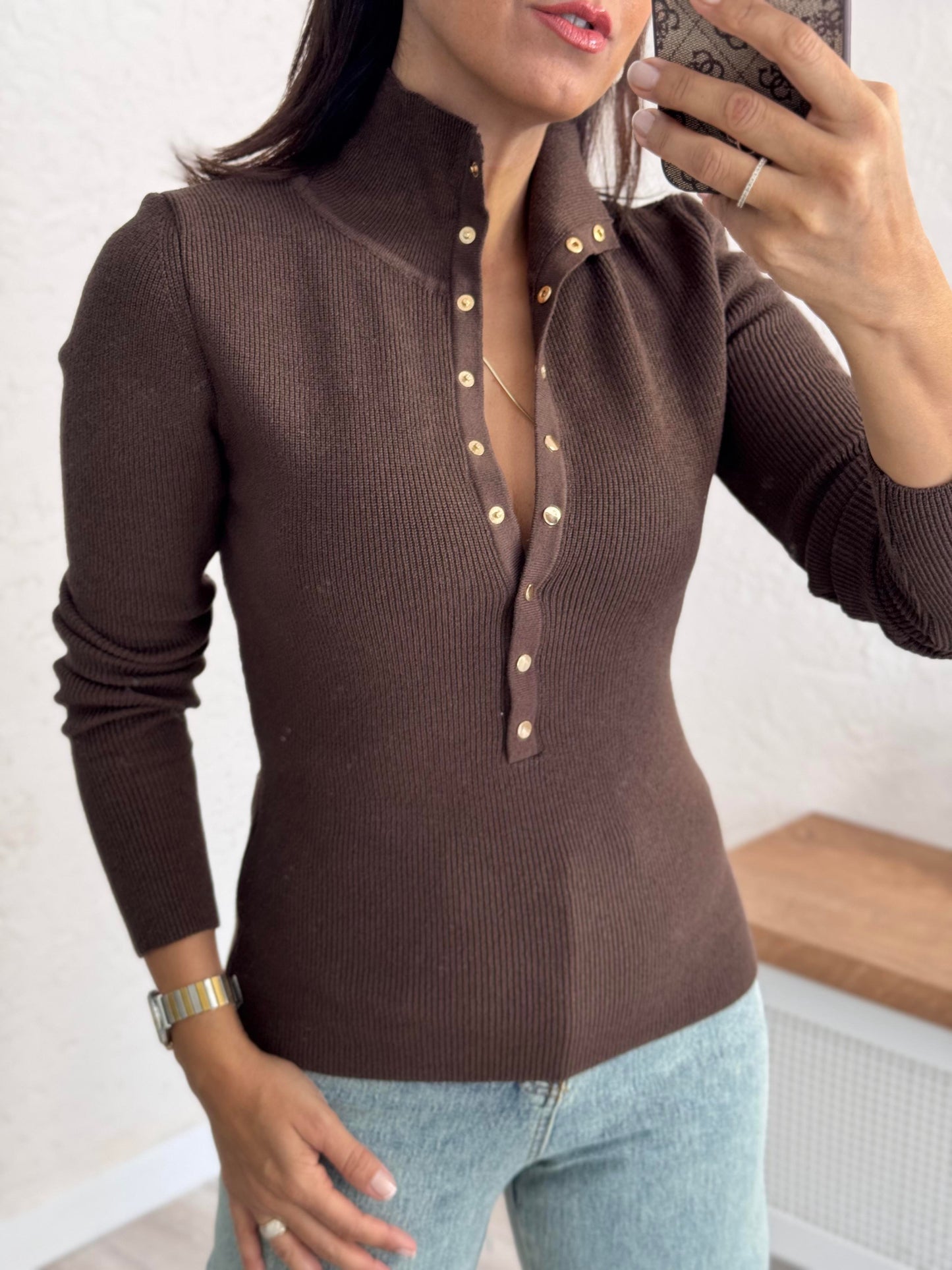 Basic Brown Color with Gold buttons