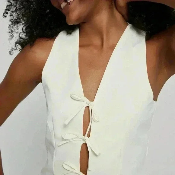 The Coquette Tailored Tie-Front Vest