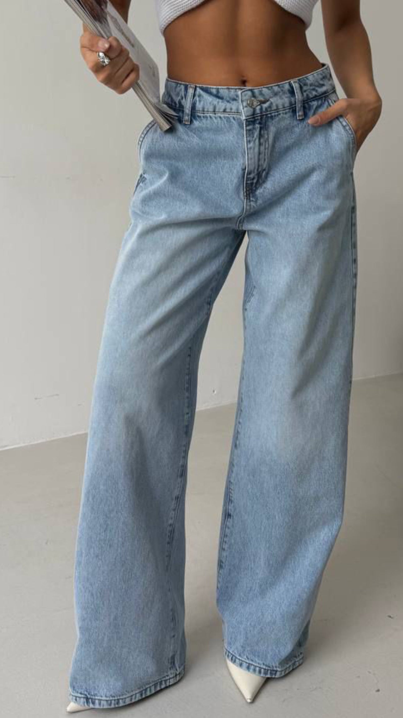 Flowy Jeans- Mid Rise- Wide Leg