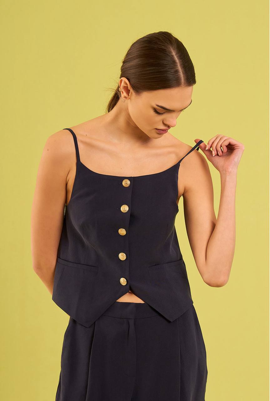 Black Vest - Gold Botton