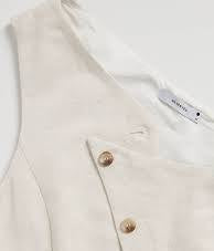 The Sculptural One-Shoulder Tailored Vest -Beige Color-