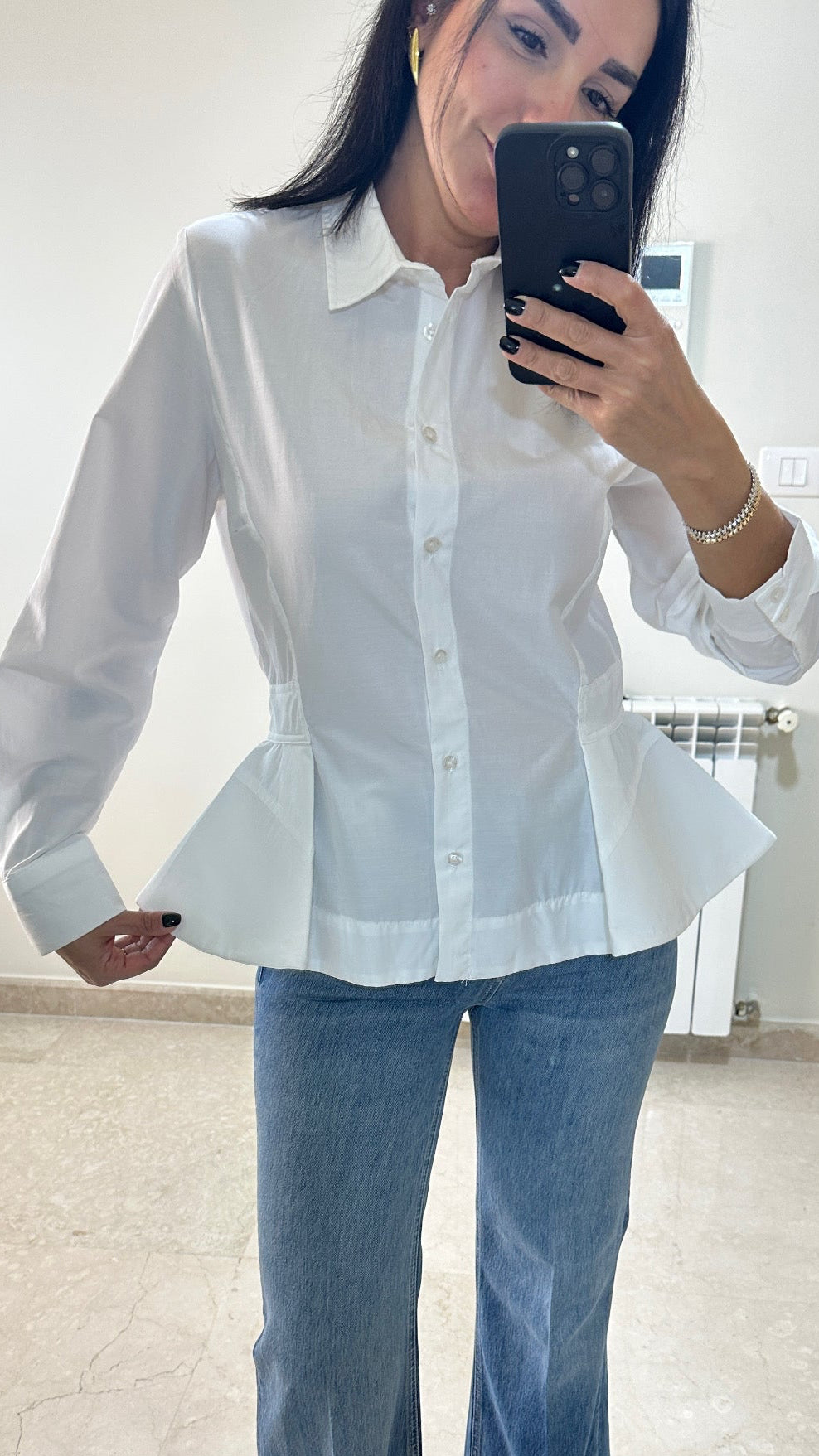 The Structured Peplum Shirt in Crisp White