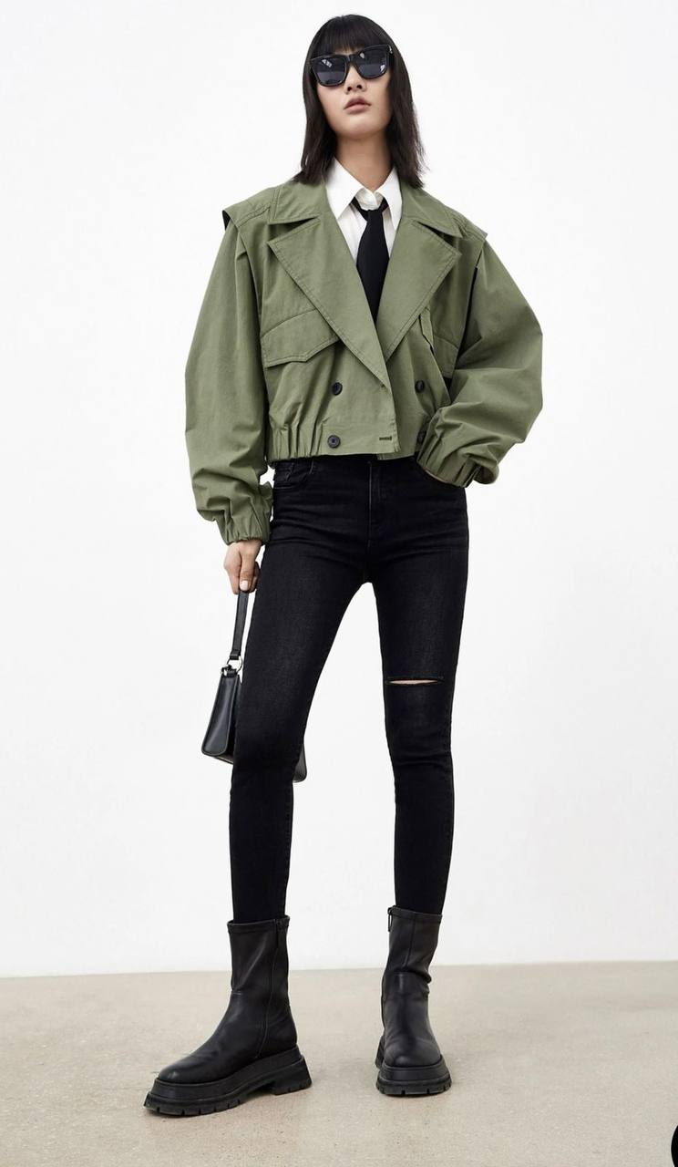 Bomber Crop Jacket – Khaki