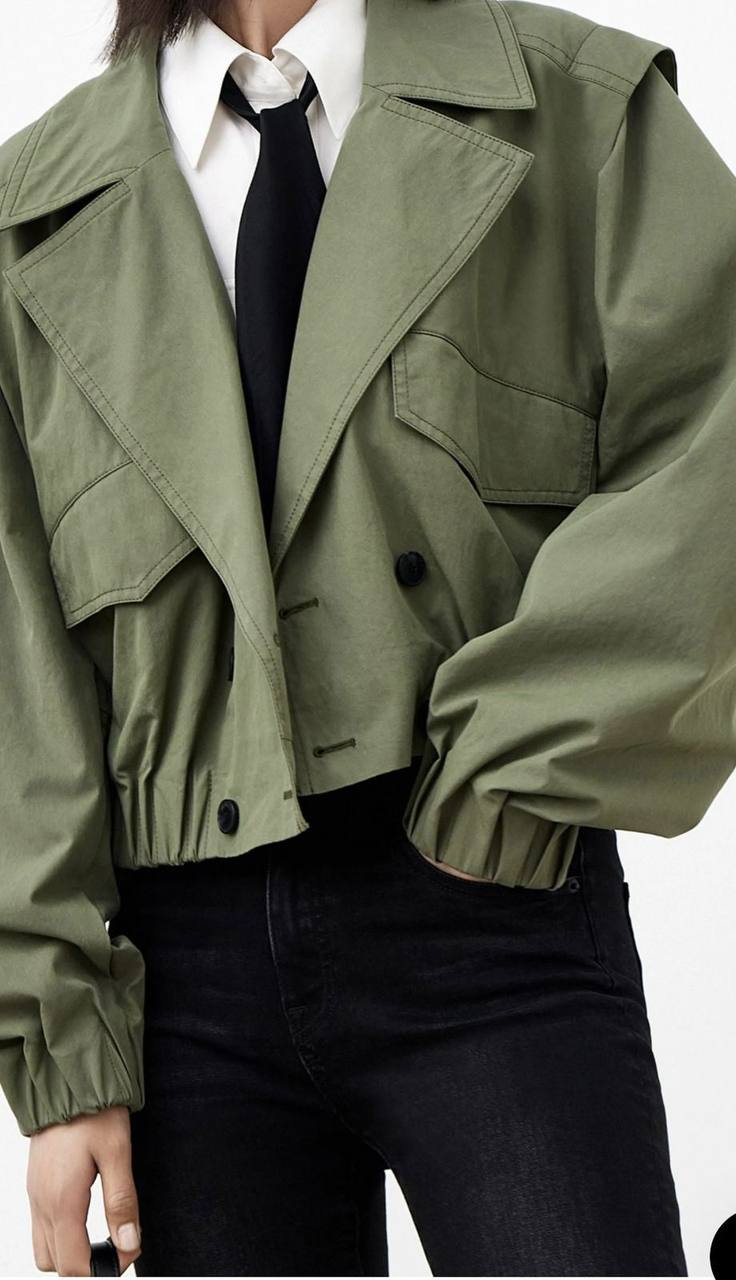 Bomber Crop Jacket – Khaki