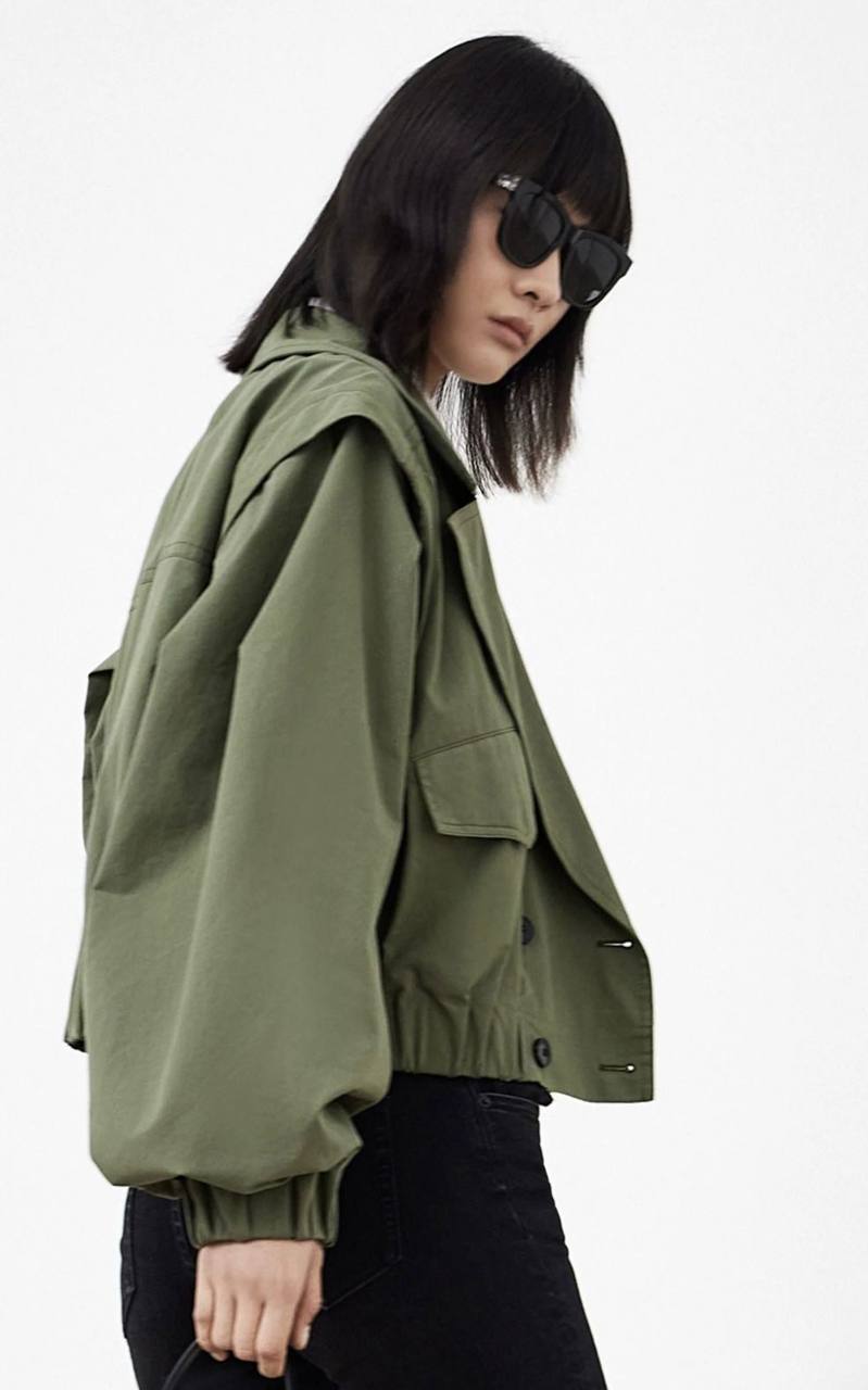 Bomber Crop Jacket – Khaki