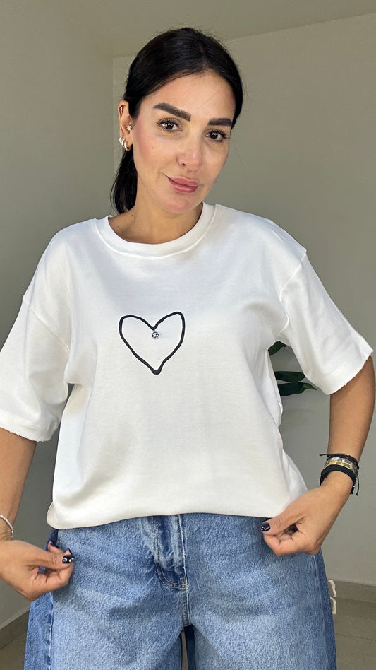 T-Shirt BONJOURNO - White color - OVERSIZED
