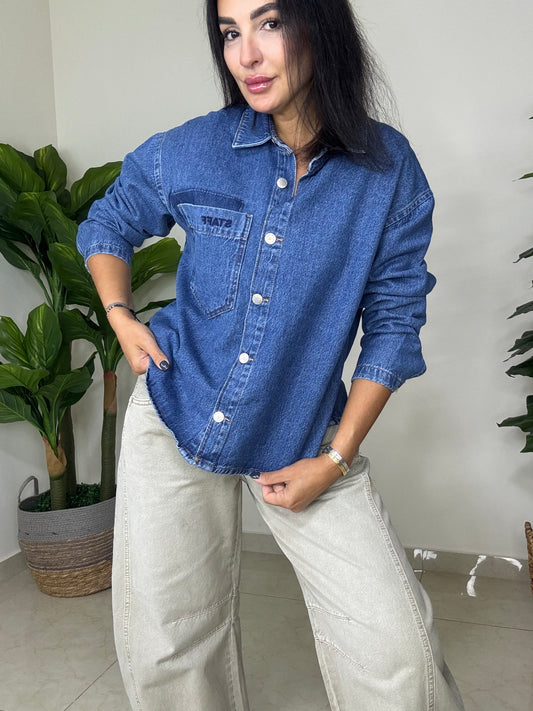 Denim Shirt- Oversized- Dark Blue