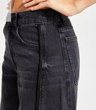 Black/Grey Denim Palazzo Jeans - 100% Cotton