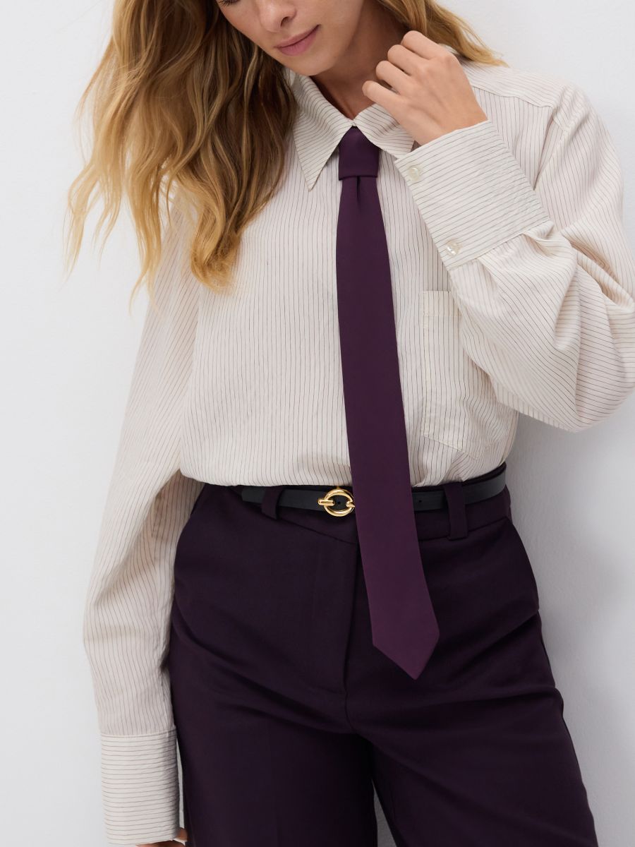 Stripped Shirt with contrast Tie Detail