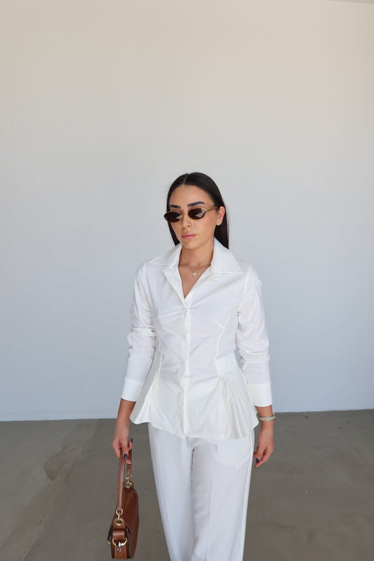 The Structured Peplum Shirt in Crisp White