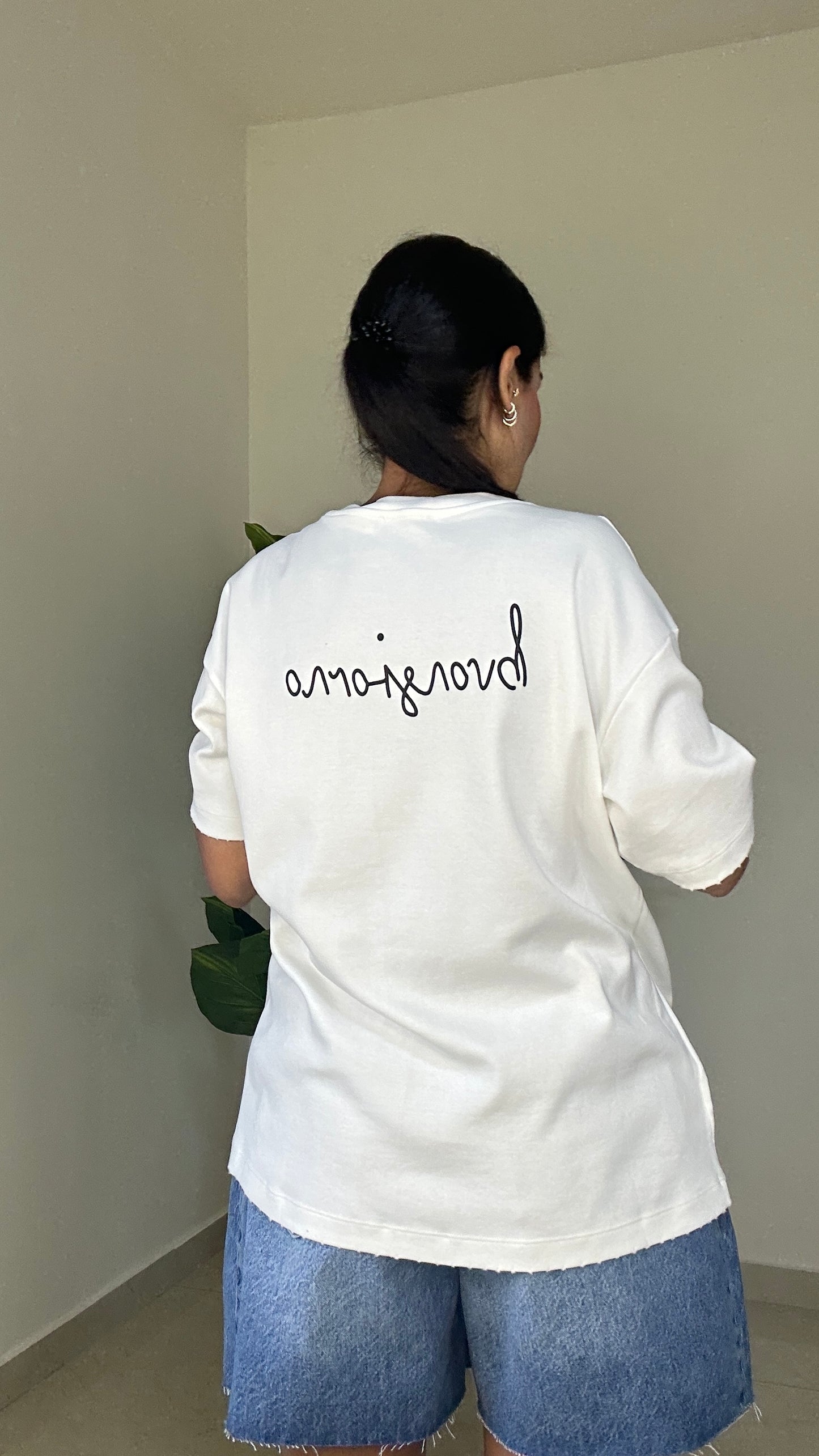 T-Shirt BONJOURNO - White color - OVERSIZED