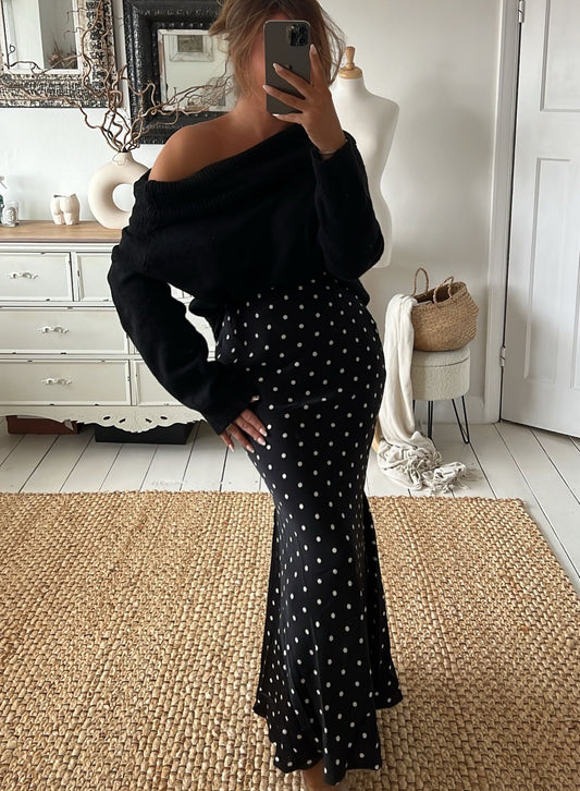 BLACK Ariel - Satin - Maxi Slip Skirt