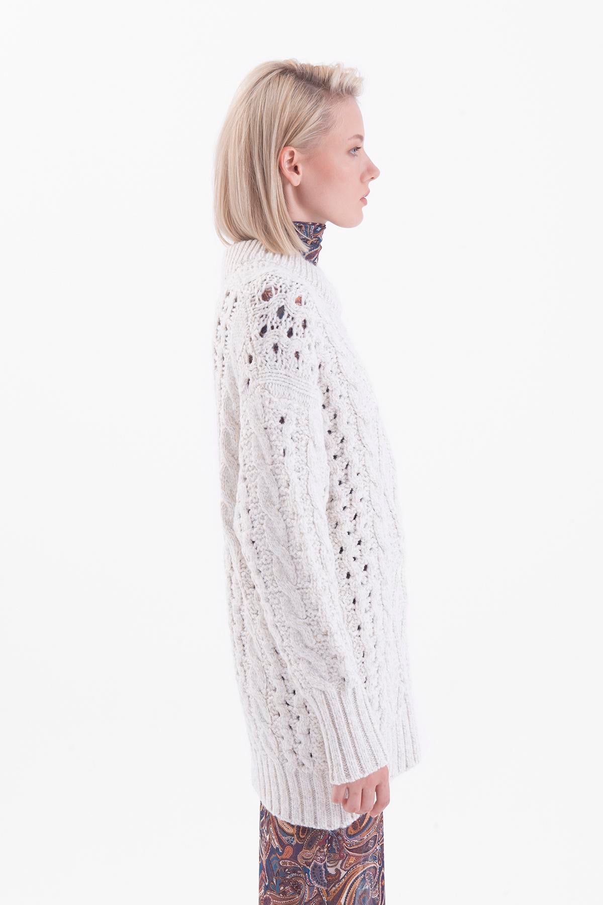 Oversized wool and OFF- WHITE cotton cable sweater