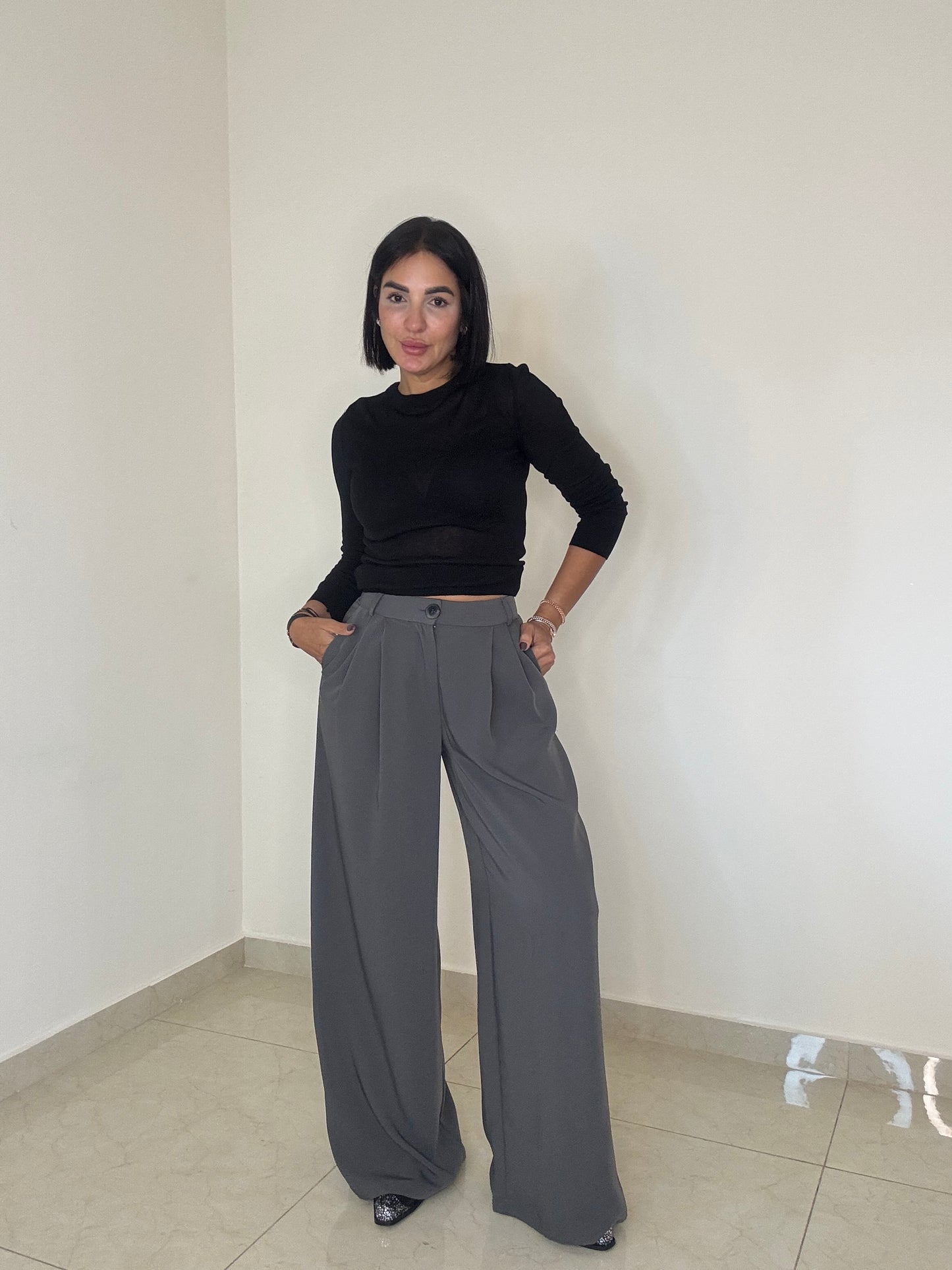 Palazzo Pant - Grey Color - Classic