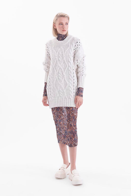 Oversized wool and OFF- WHITE cotton cable sweater