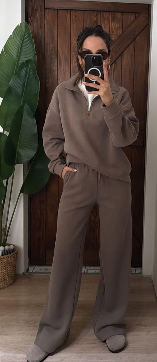 Sweatsuit Mocha Color - Elastic Waist