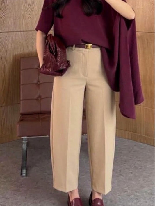 The Sculptural Tailored Balloon Pant -Beige Color -