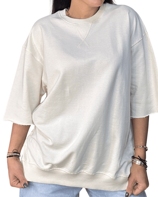 Half-Sleeve Oversized Sweater