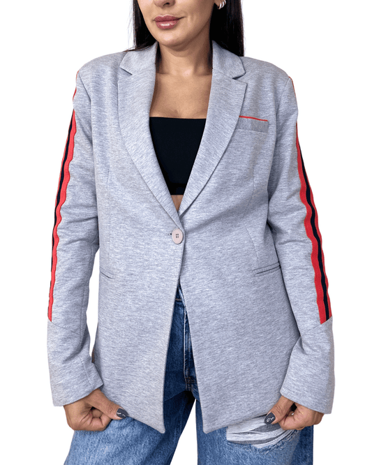 Sporty Stripe Blazer – Grey