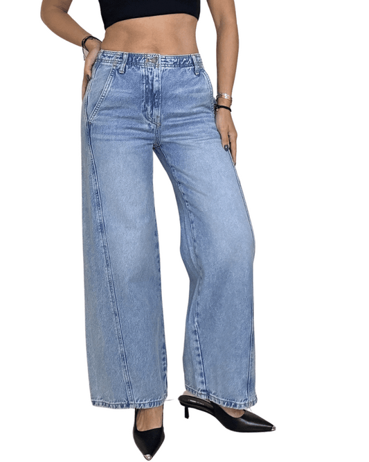 Straight-Cut High Waist Denim Jeans