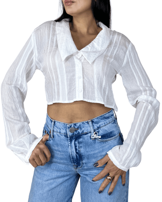 Textured Crop Shirt