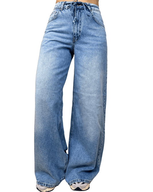 Tie-Waist Relaxed Denim – Blue