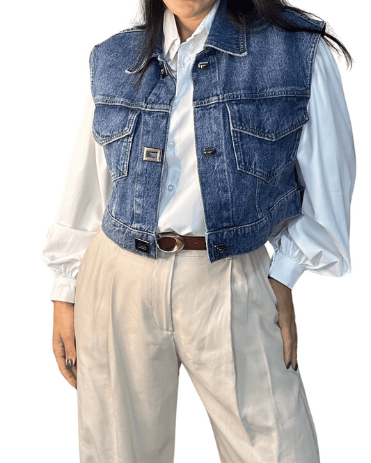 Cropped Denim Vest