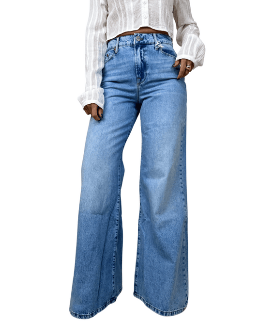 Palazzo Denim Jeans – Light Wash