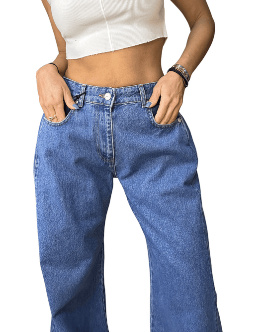 Palazzo Denim Jeans – Classic Blue