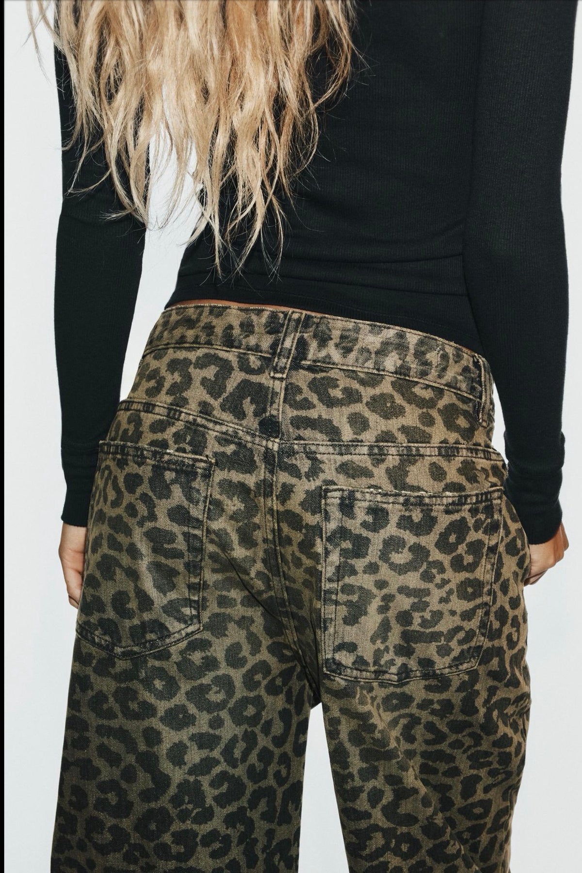 Leopard Print Barrel-Leg Jeans