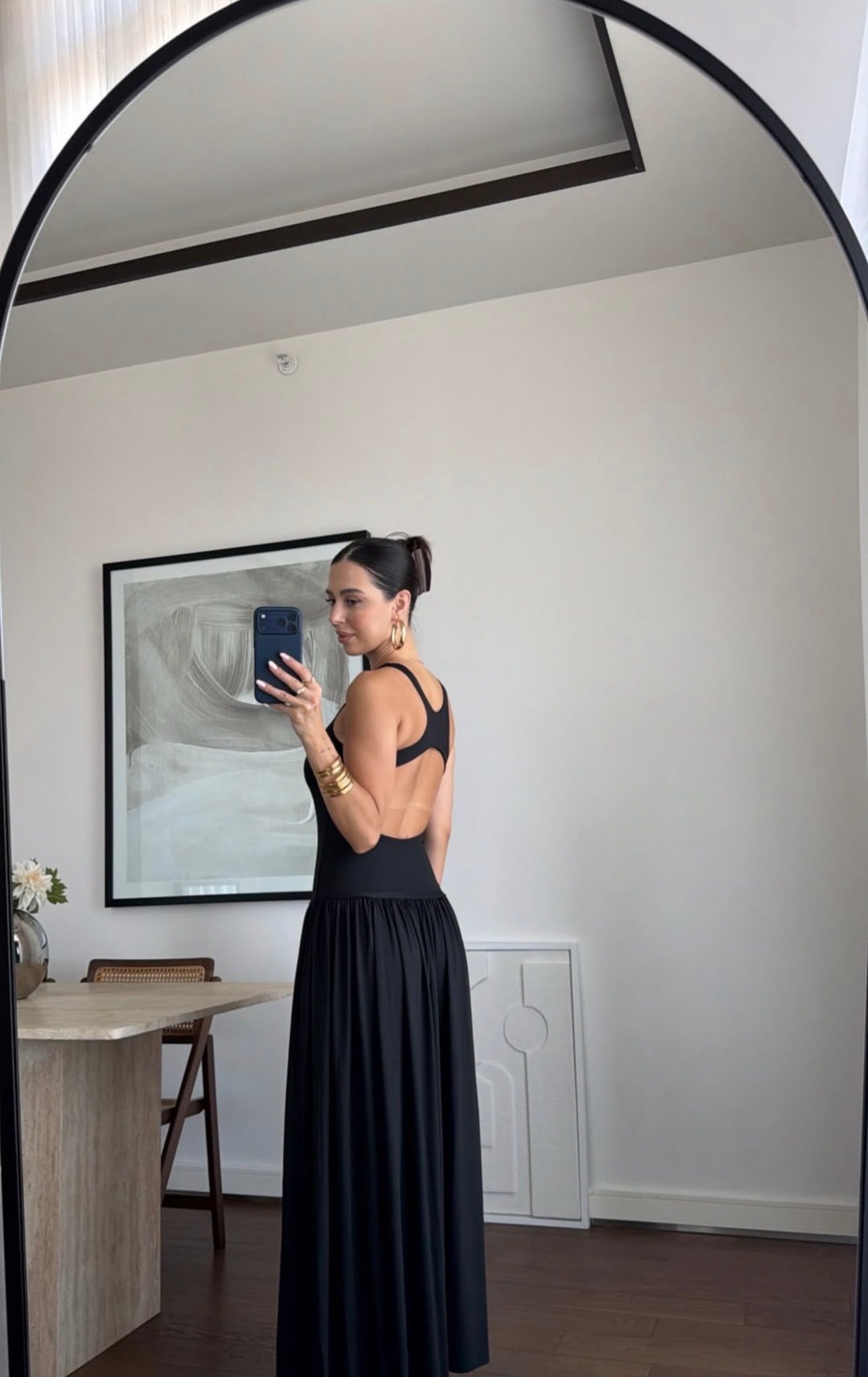 Sienna Gathered Maxi Dress - Black -