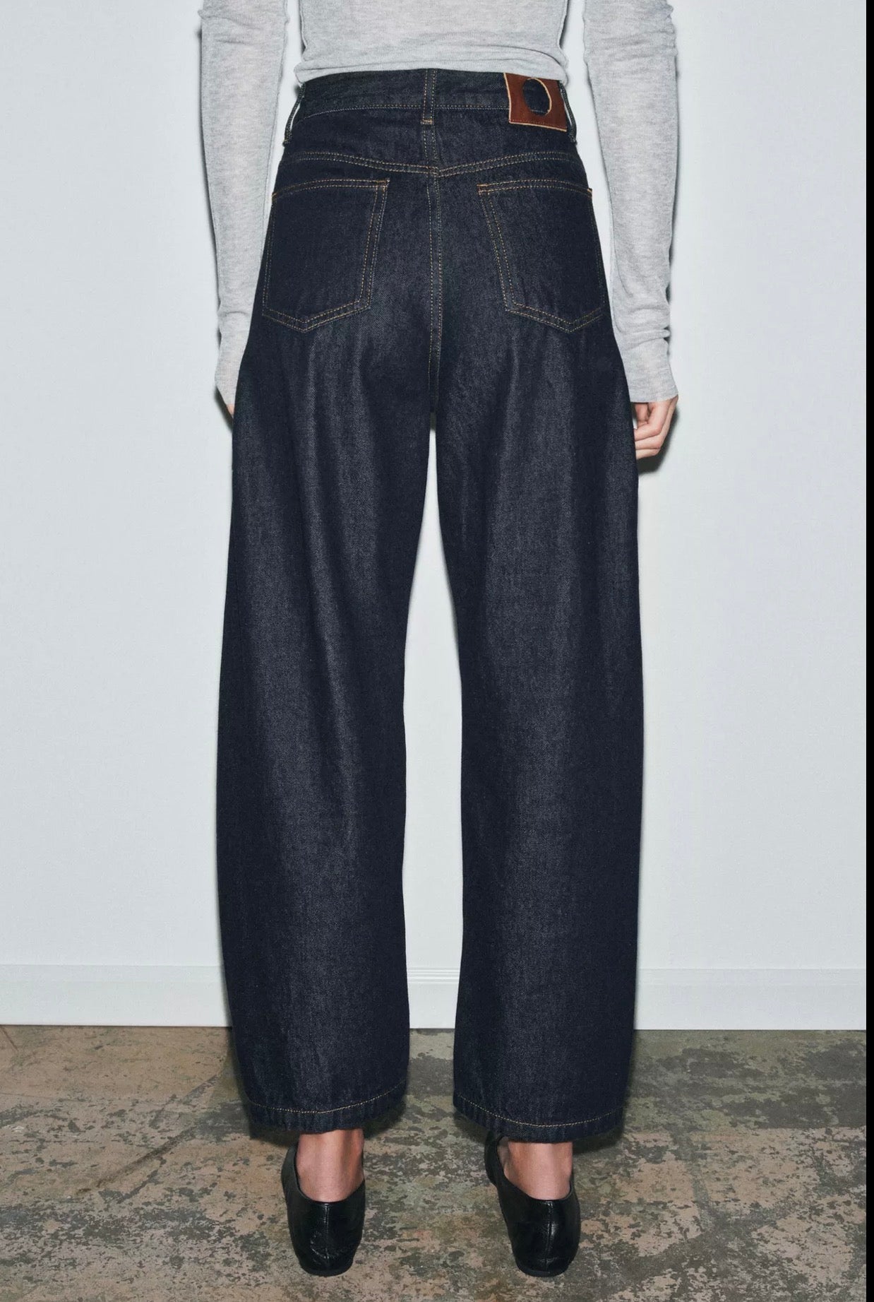 The Retro Acid Barrel Jeans - Dark Blue -