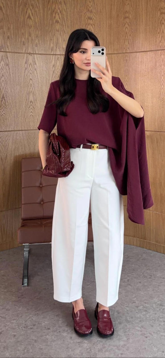 The Sculptural Tailored Balloon Pant - White Color-